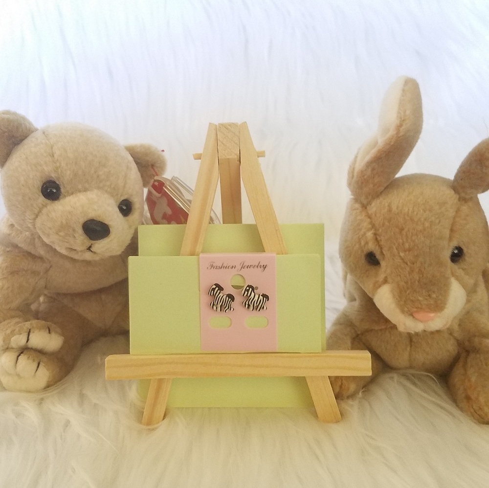 Childrens handmade and painted Zebre earrings